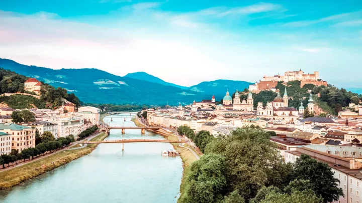 The River Salzach in Salzburg, Austria