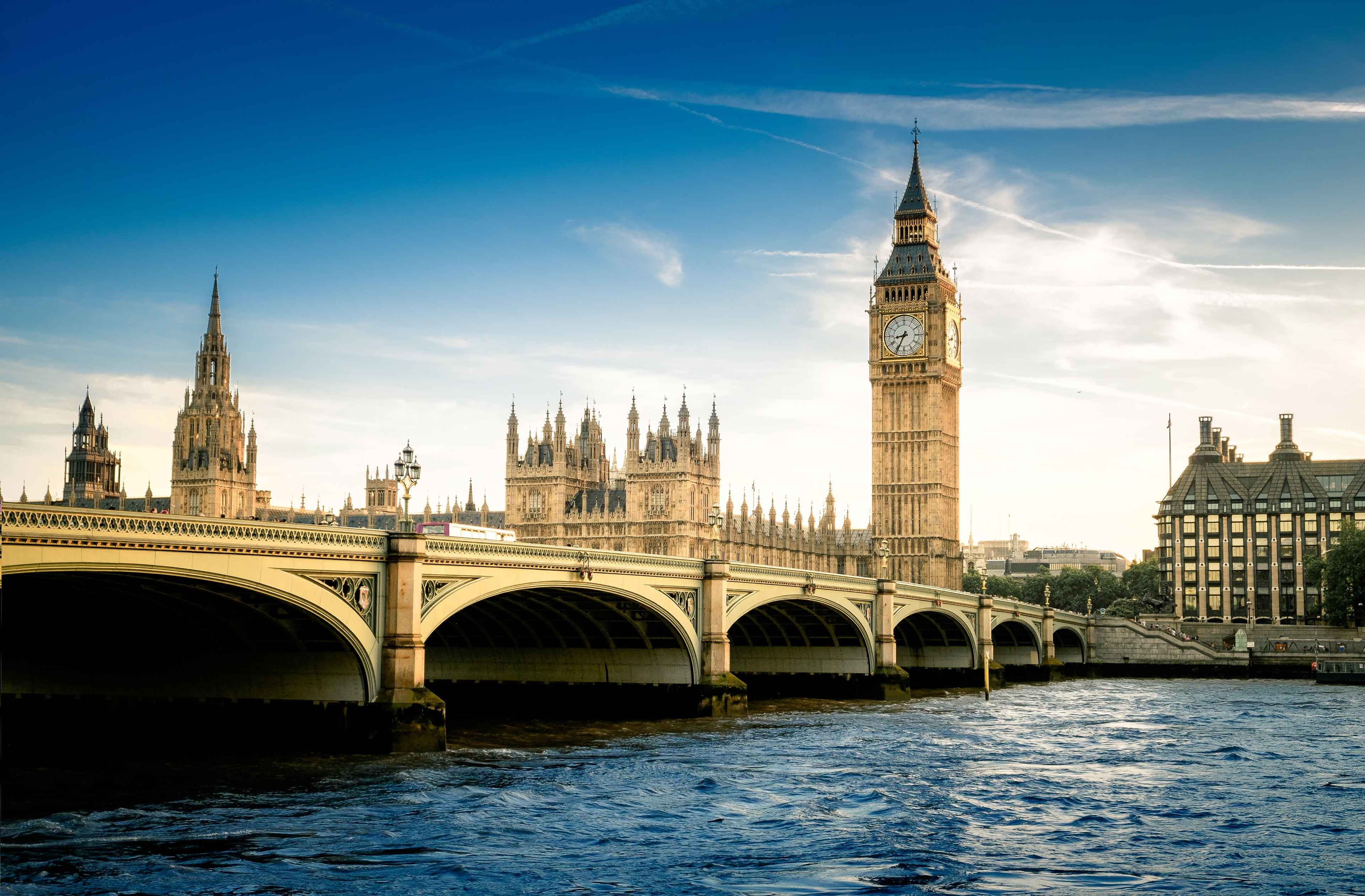 Bridge over the Thames near Big Ben in London, England