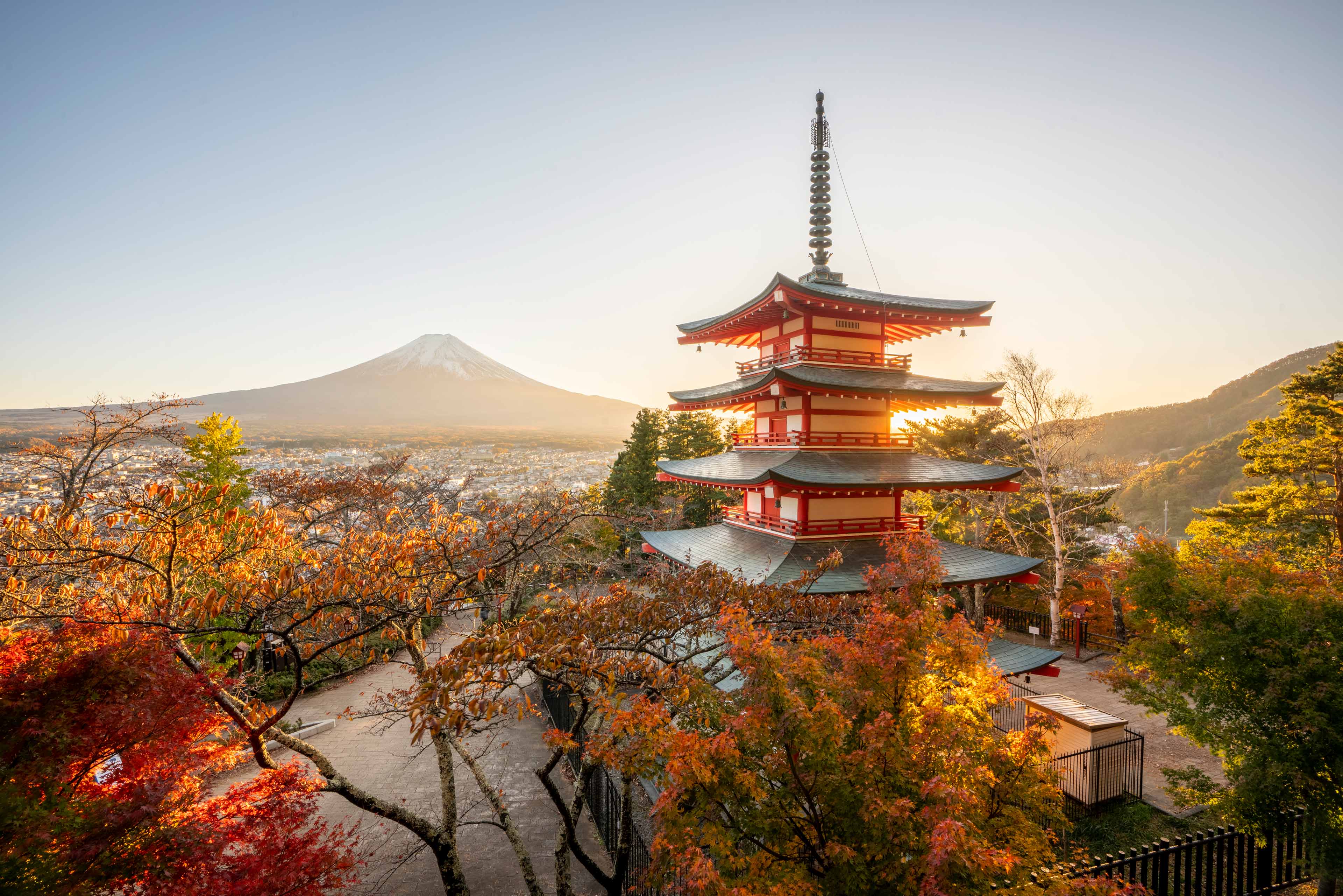 Chureito Pagoda And Mtfuji At Sunset