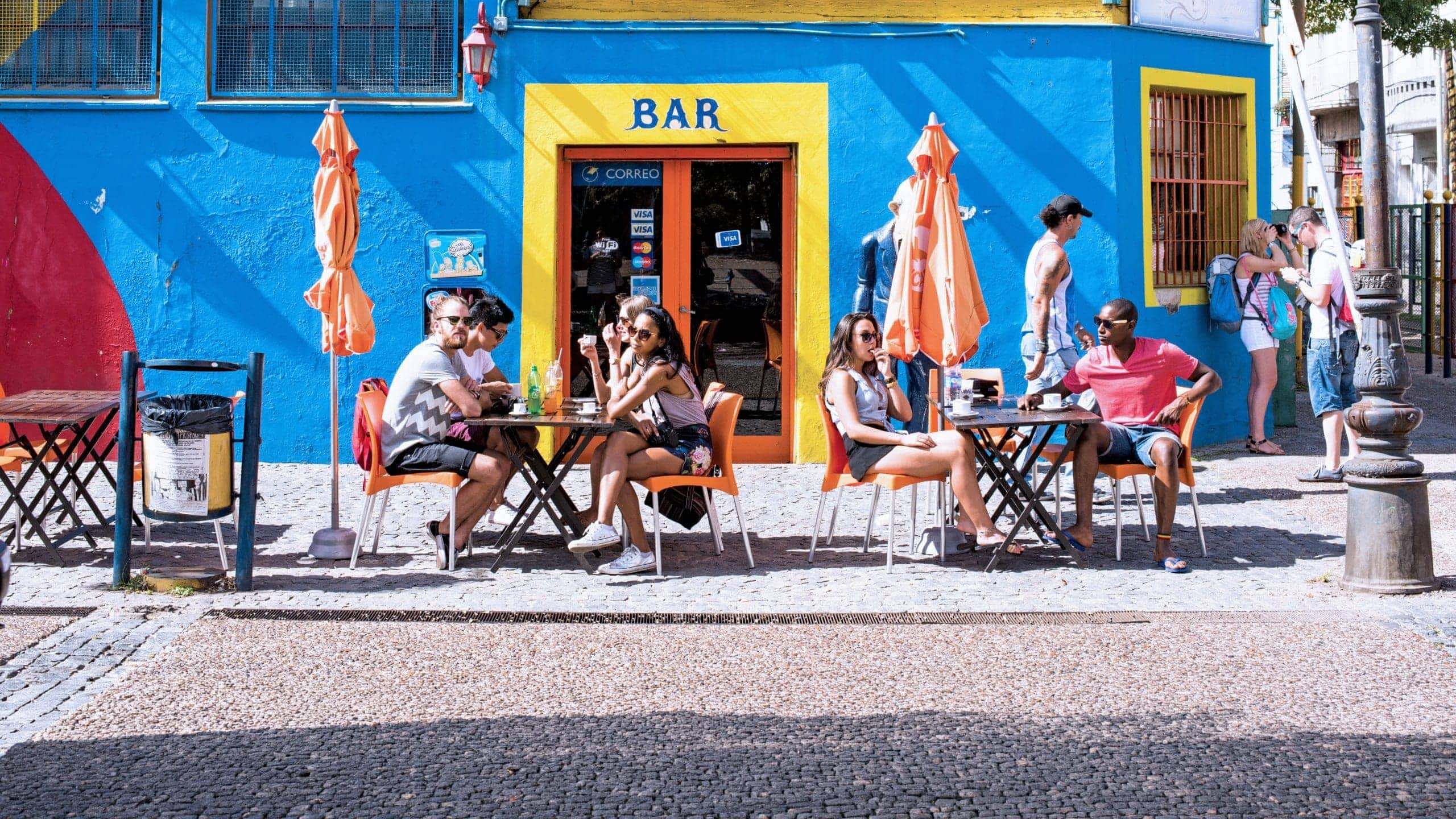 The colourful streets of Buenos Aires' La Boca neighbourhood, where Contiki travellers stop for coffee on Contiki's Lima to Buenos Aires Tour
