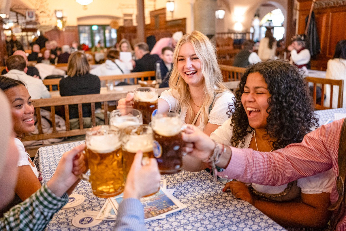 Group Of Friends Making A Toast During Oktoberfest