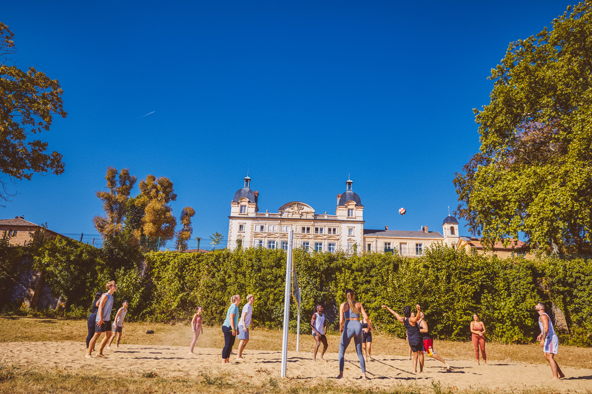 Playing Volleyball At Contiki Chateau
