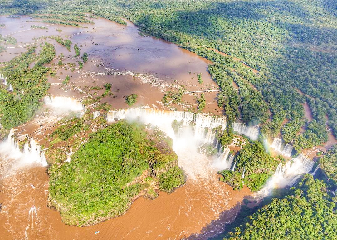 View from helicopter of the Iguassu Falls