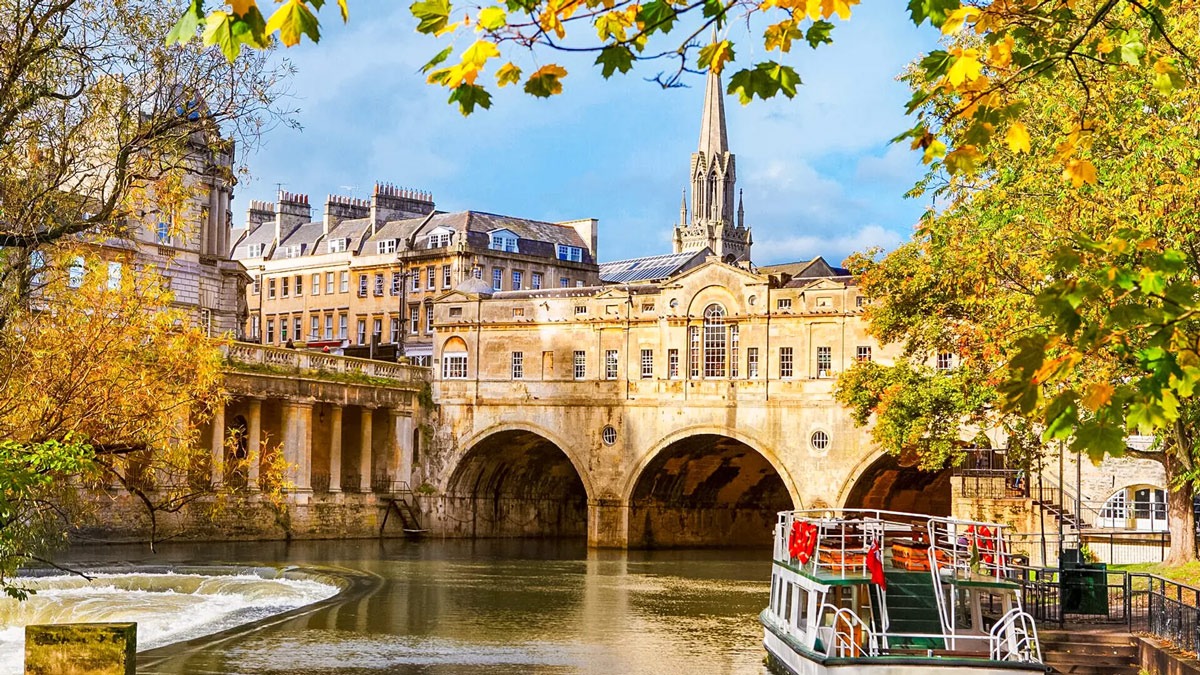 Pulteney Bridge And River Avon In Bath in England.