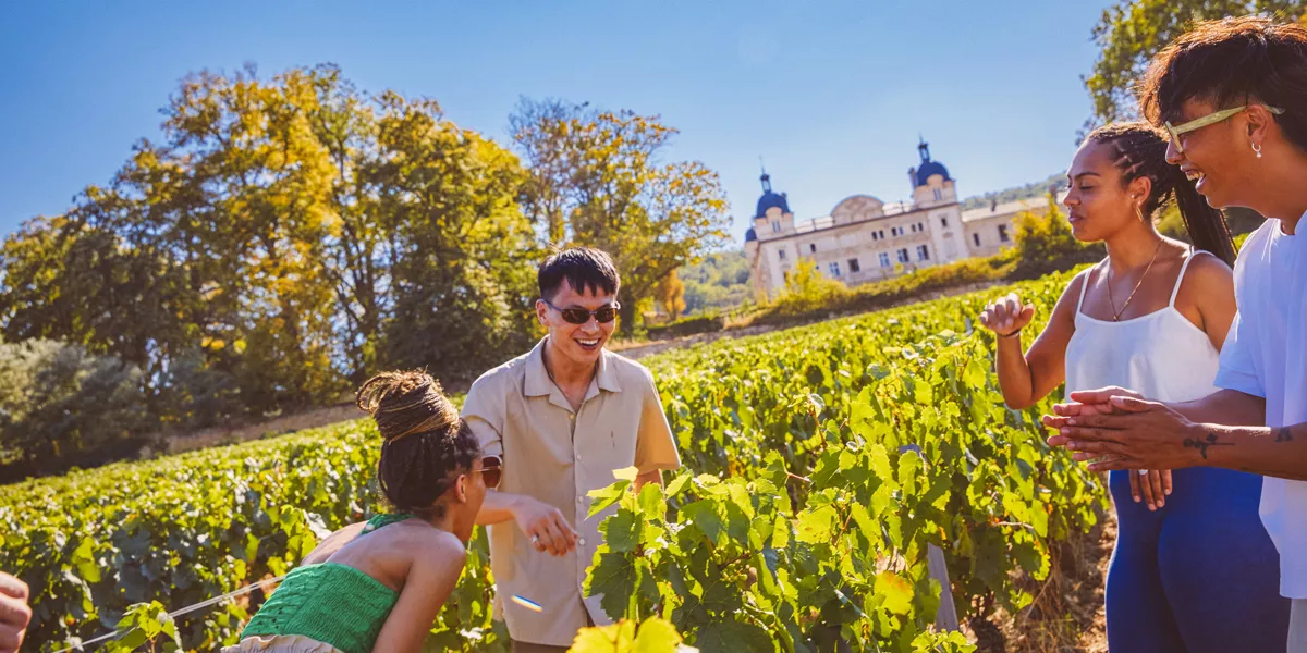 Friends Laughing In Chateau Garden