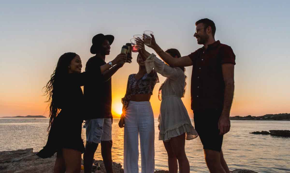 Toasting On The Beach At Sunset