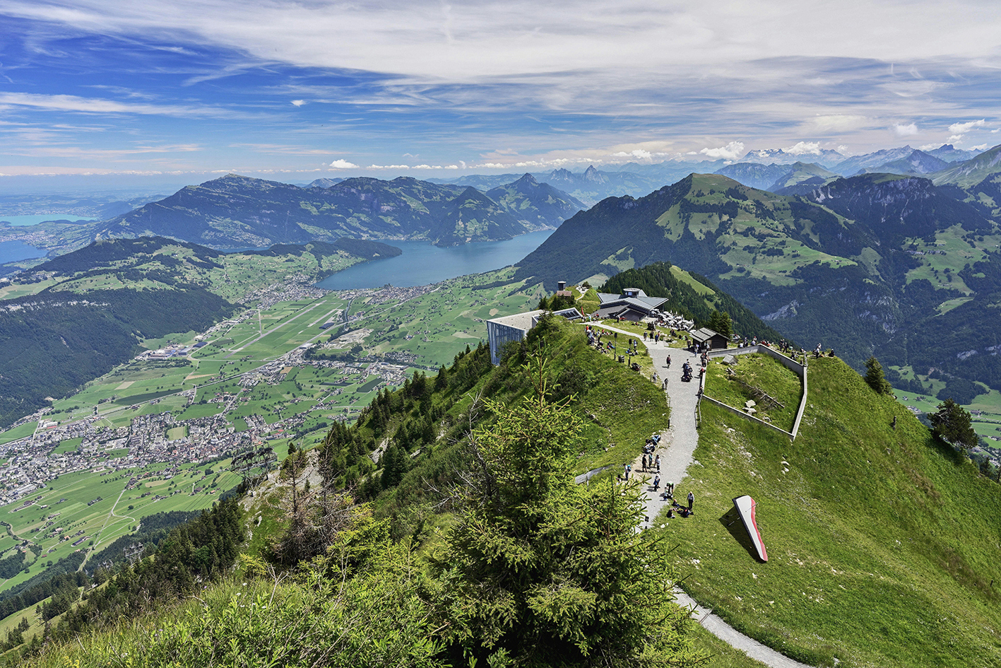 A landscape view of mountains and Mount Stanserhorn in Lucerne, Switzerland