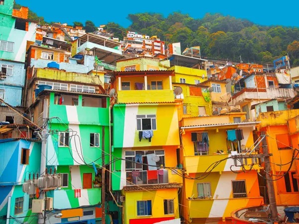 Colourful block of buildings in Brazil.