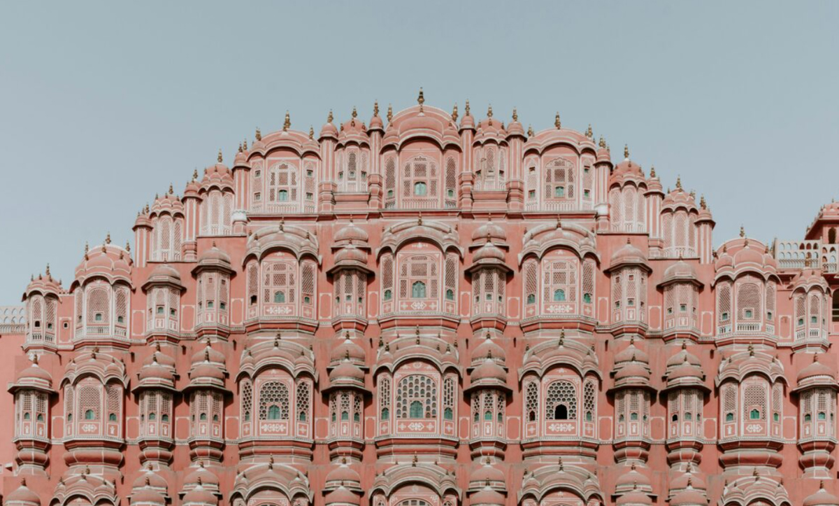 Traditional Bulding Red Walls Large Windows 