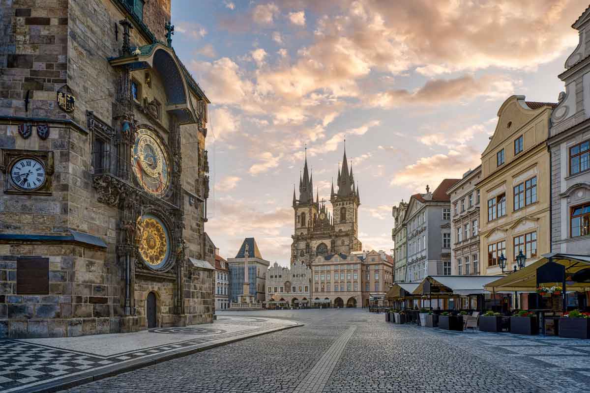 Empty Old Town Square, Prague, Czech Republic