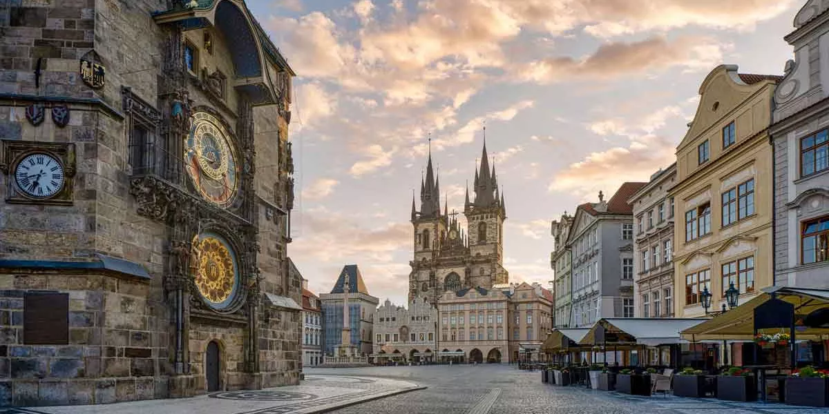Empty Old Town Square, Prague, Czech Republic