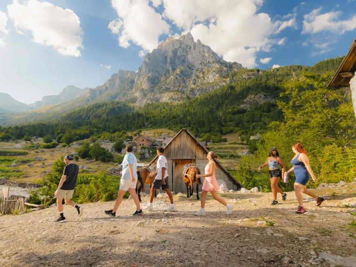 Group Of Young People Walking In Nature Albania