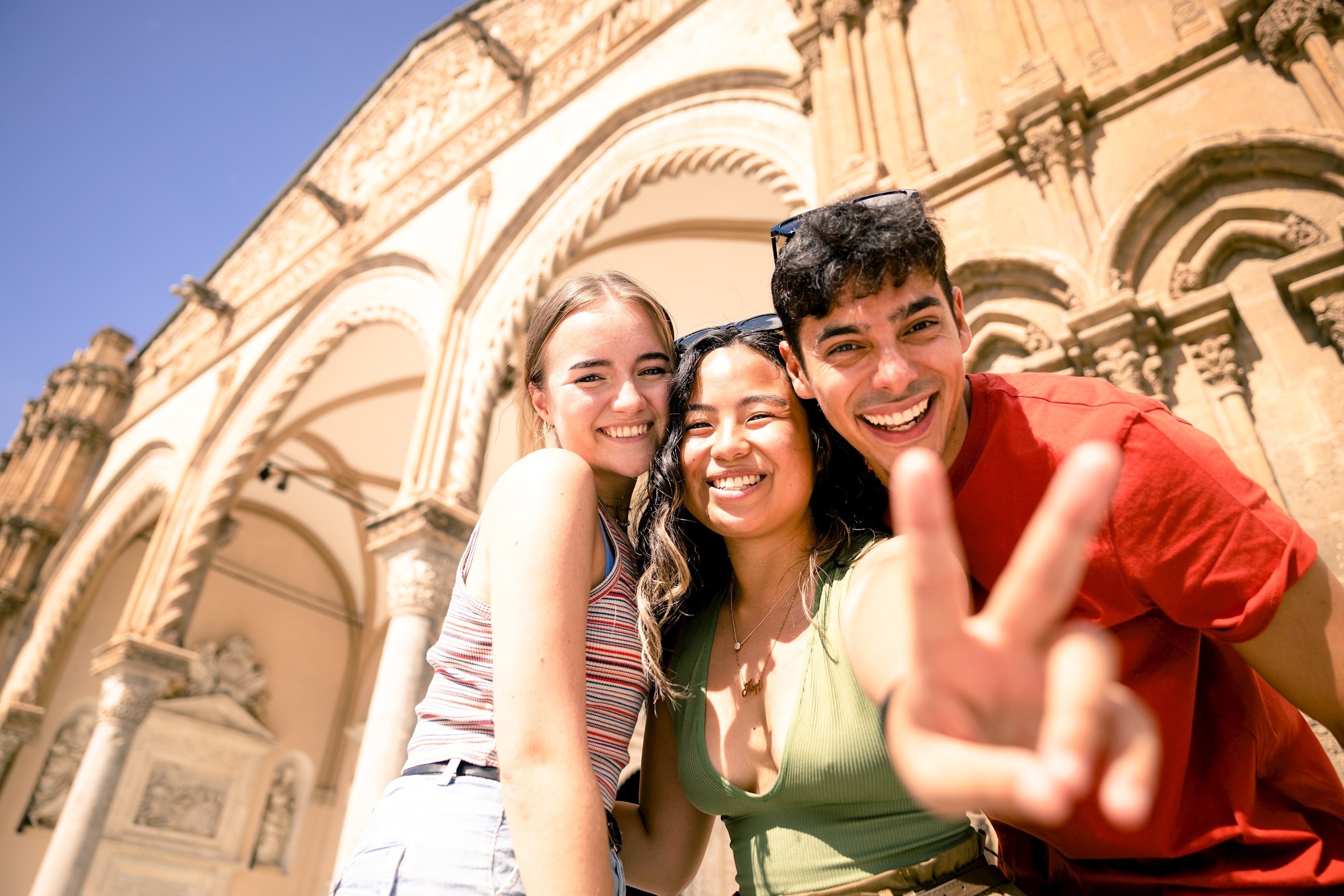 Travelers Posing for Photo in Palermo, Sicily, Italy