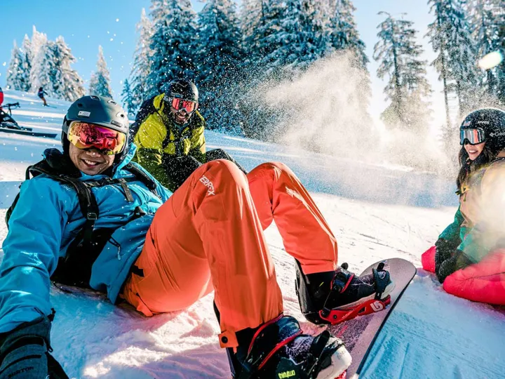 People Skiing And Smiling