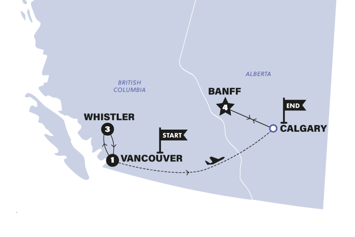 Map Showing The Location Of The Main Destinations