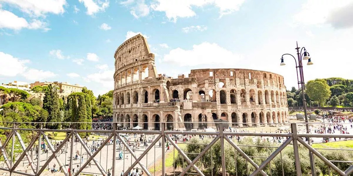 Rome landmark building on a sunny day in Italy.