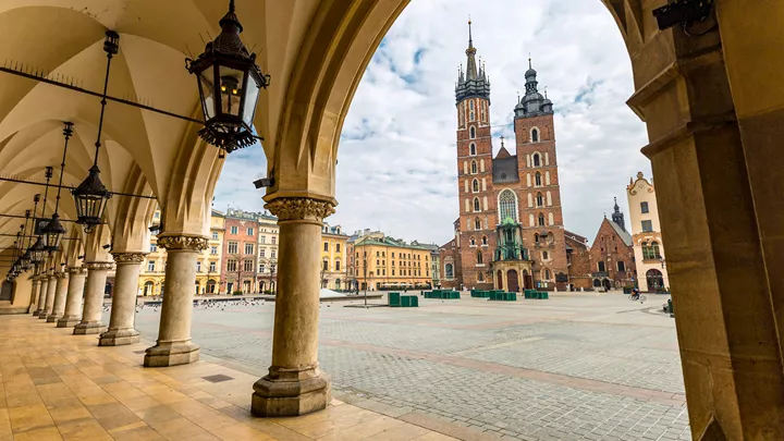 The Market Square in Krakow, Poland