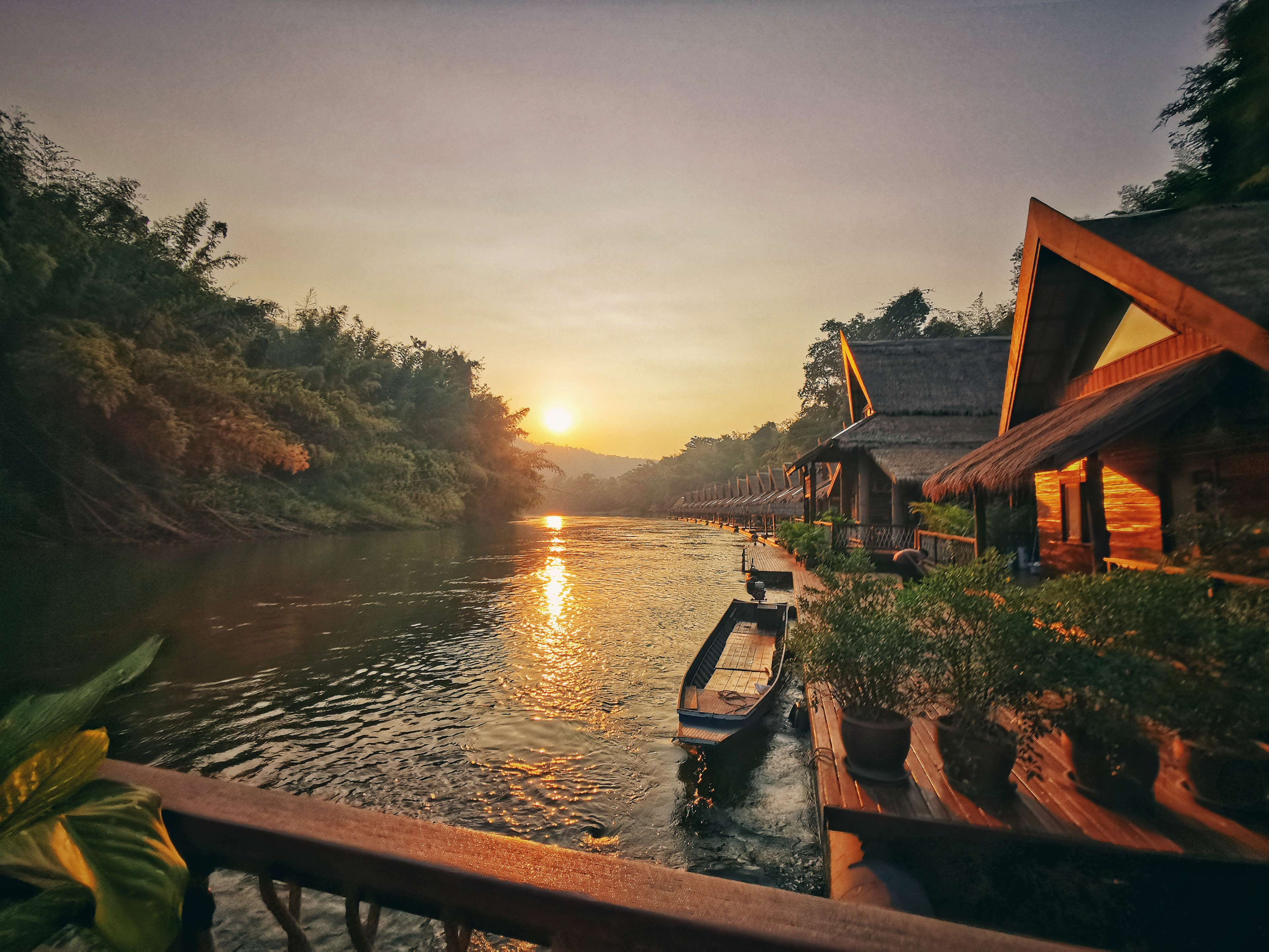 River Kwai Kanchanaburi Thailand At Sunset