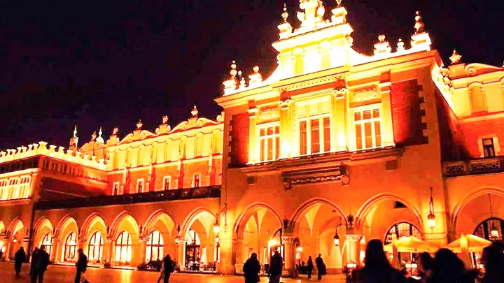 View of the Cloth hall in Krakow Square in Krakow, Poland