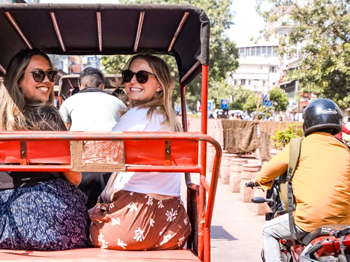 Travellers in rickshaw