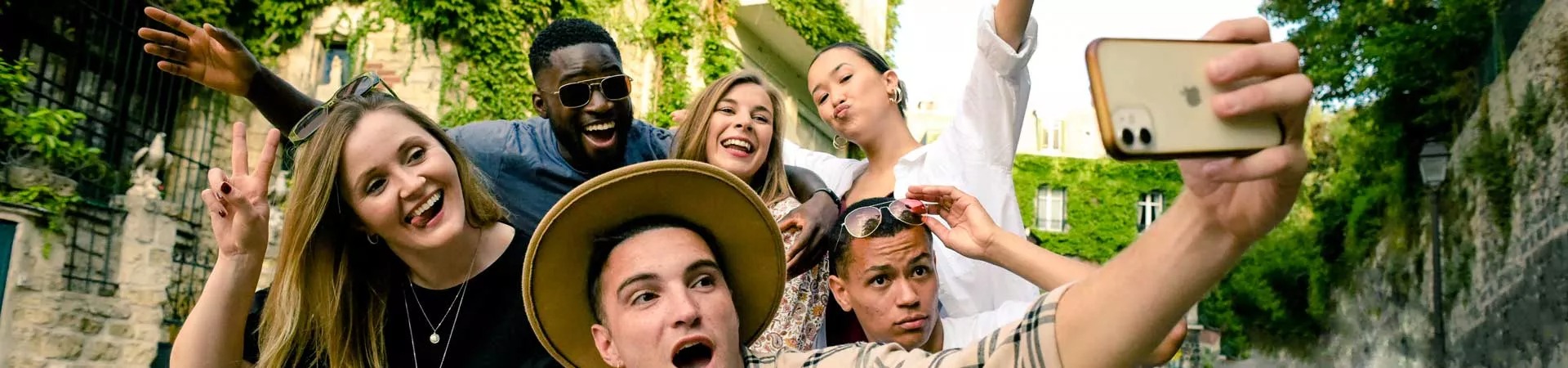 Group Of Young traveler taking selfie