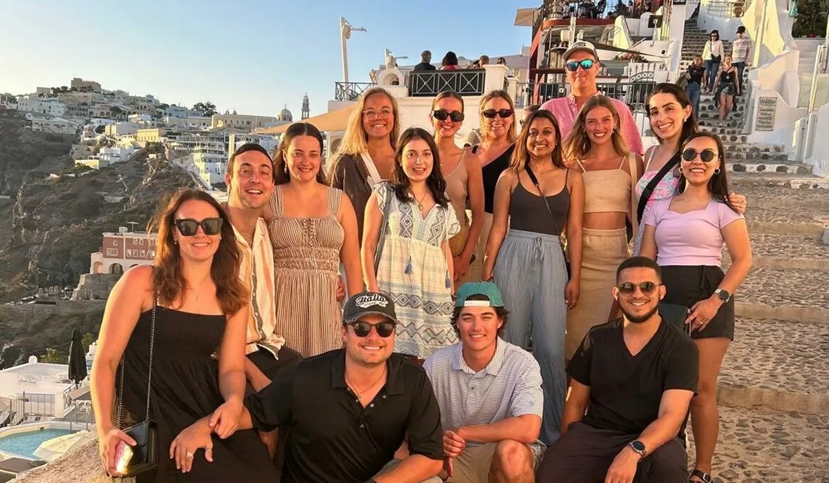 Group Photo Of Travelers In Greece