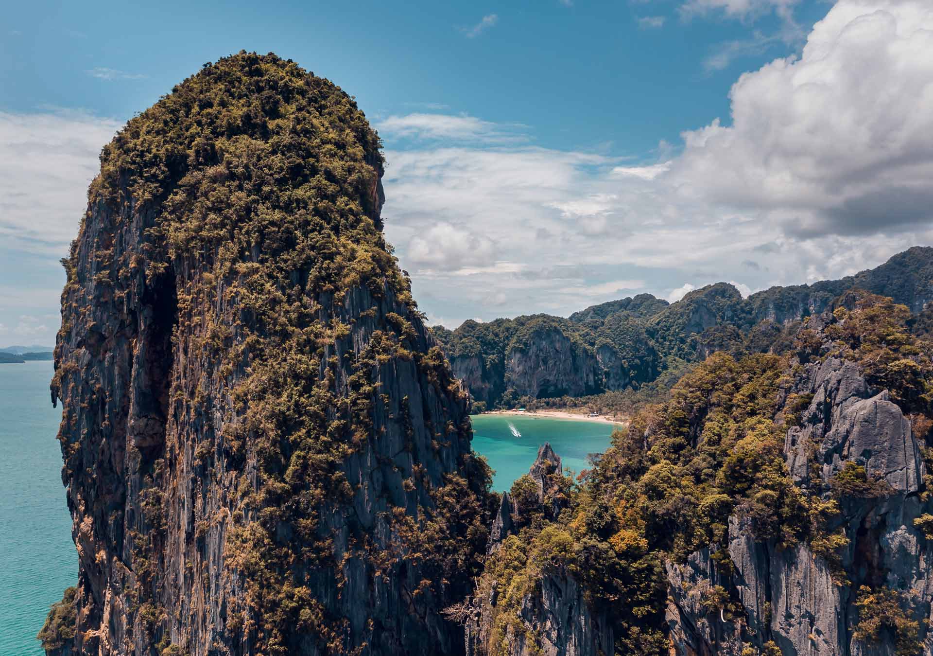 View of a beach from mountain perspective in Phuket, Thailand