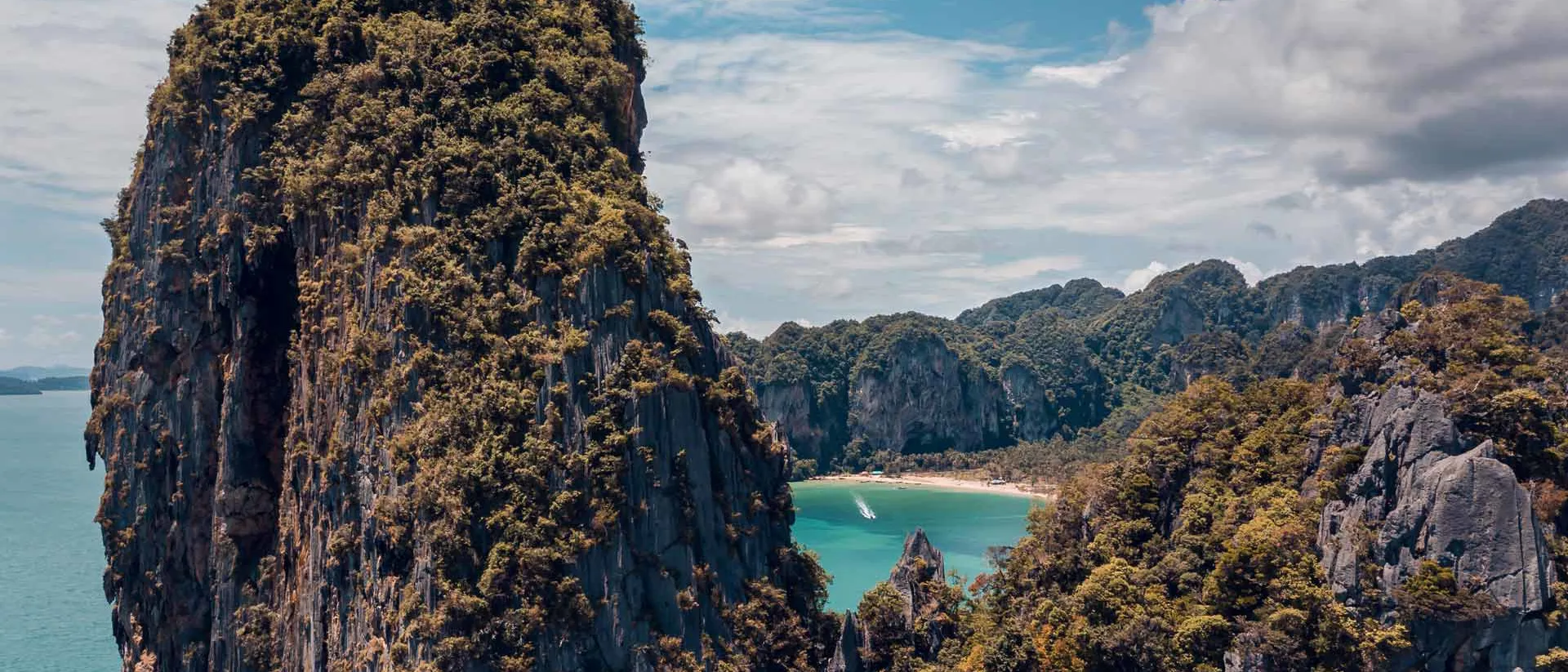 View of a beach from mountain perspective in Phuket, Thailand