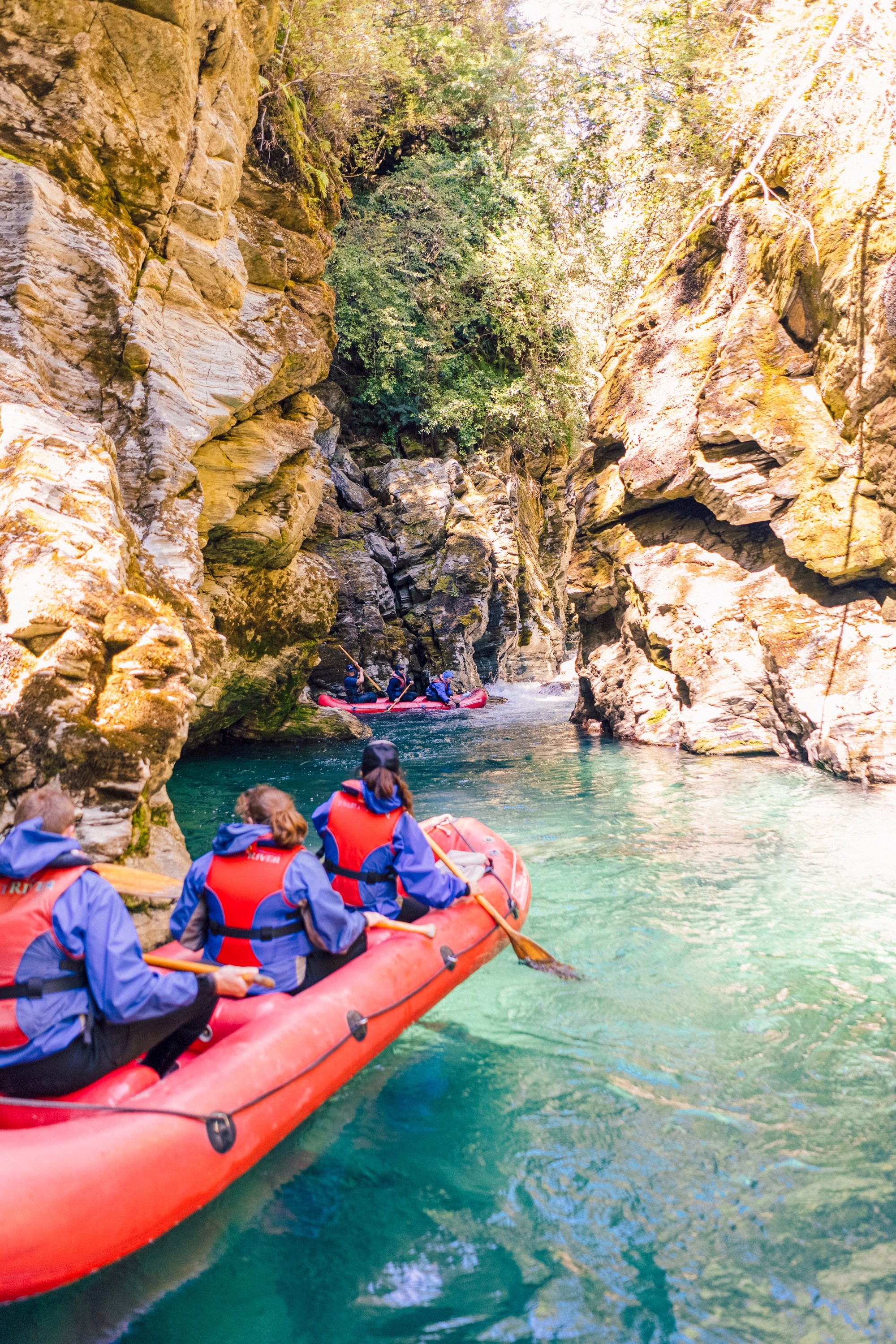 Travellers on the funyaks experience in Queenstown, New Zealand