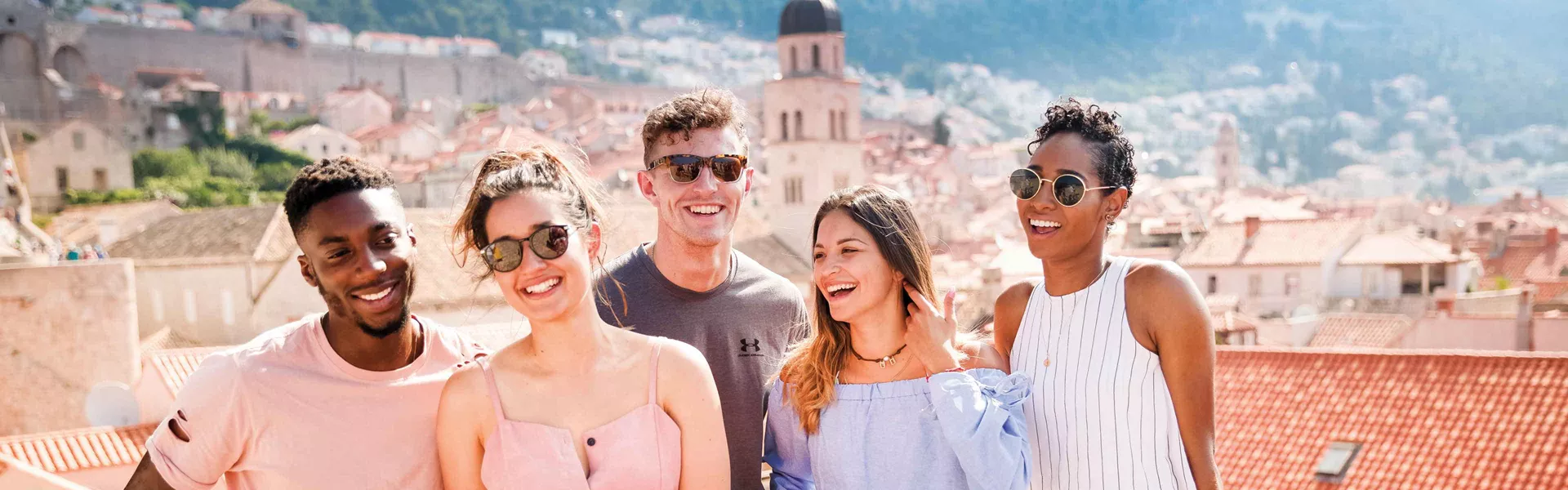 Group Of Contiki Travelers On Rooftop Dubrovnik Croatia