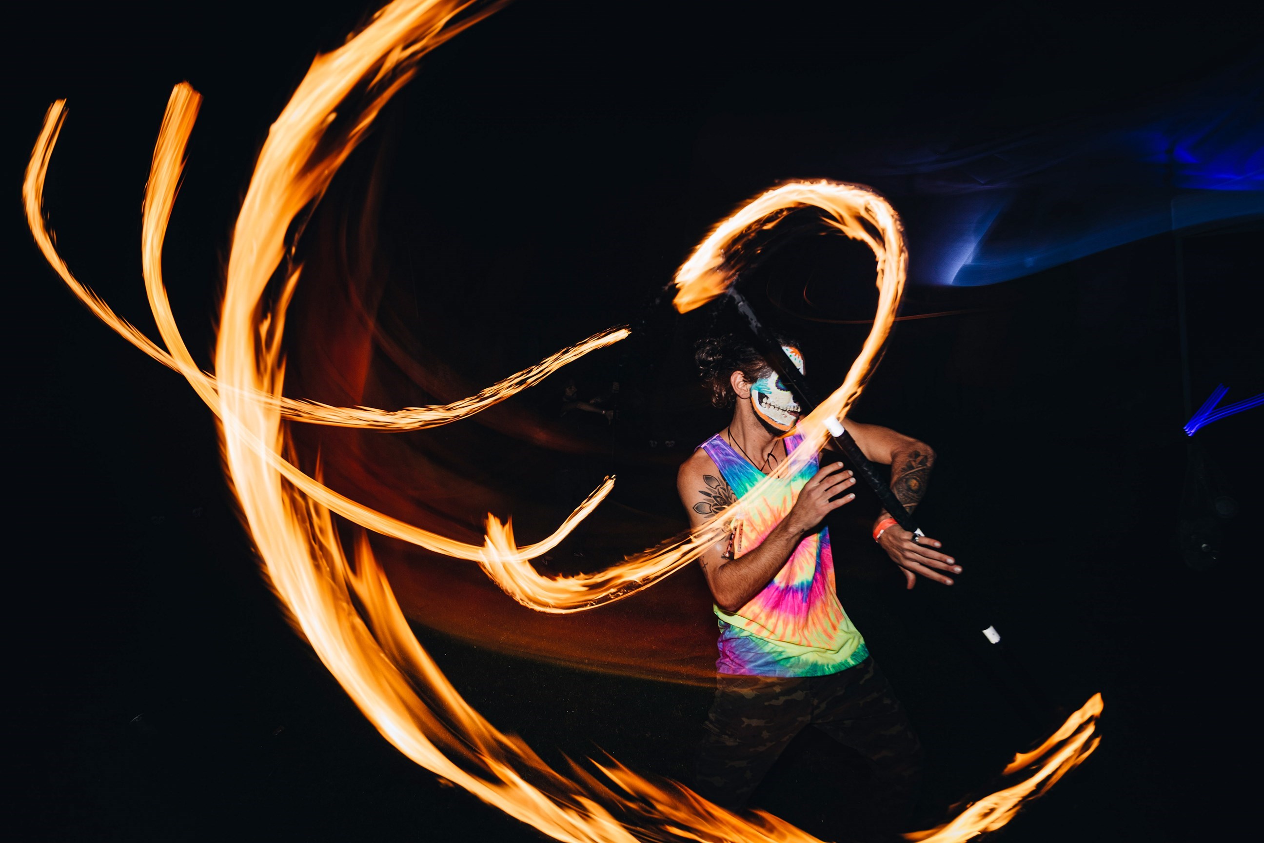 Circus Performer Waving a Flame Thrower, Siem Reap, Cambodia