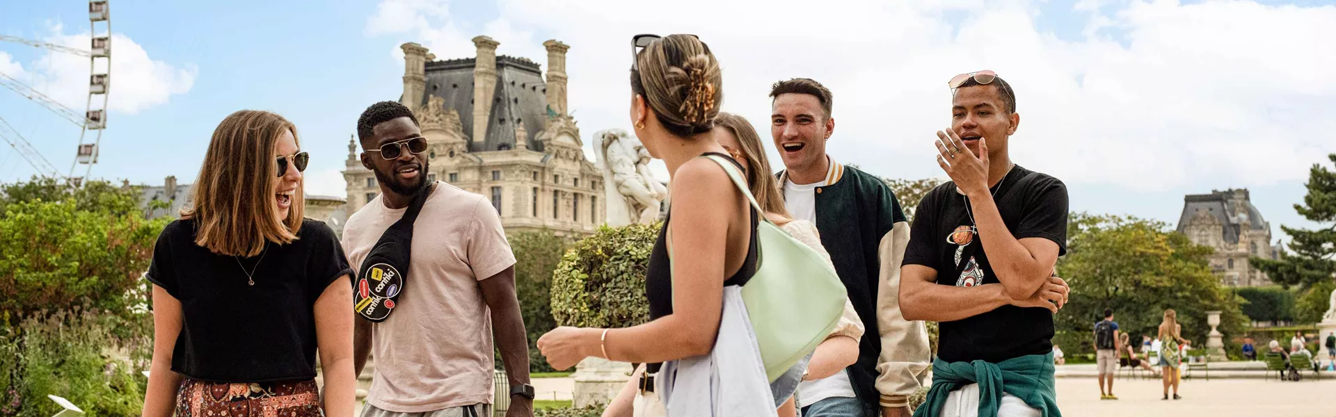 Group Of Contiki Travelers Smiling Having Fun Paris France 