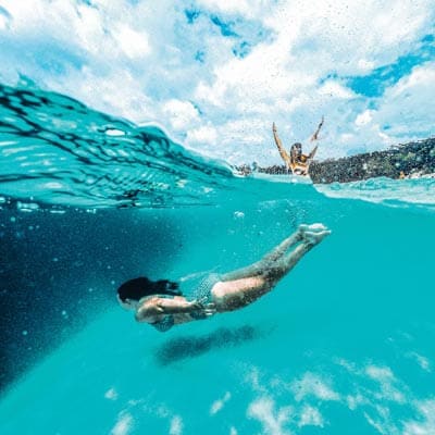 A traveller swimming in Australia