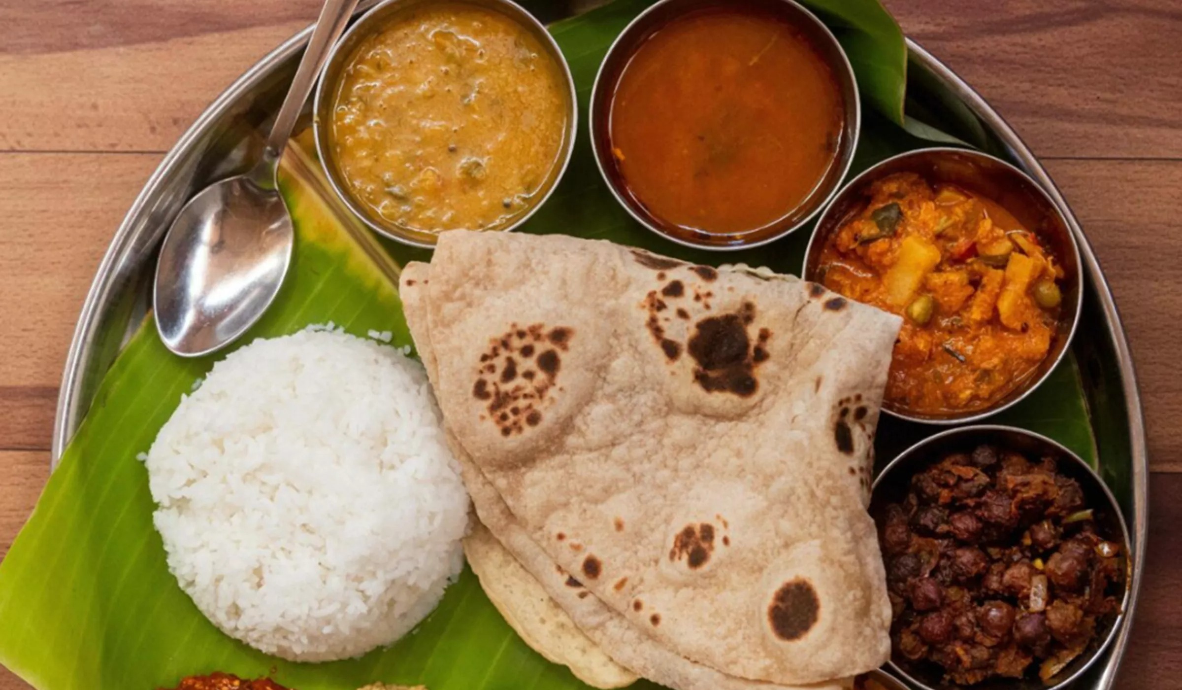 Traditional Indian Food Served On A Table