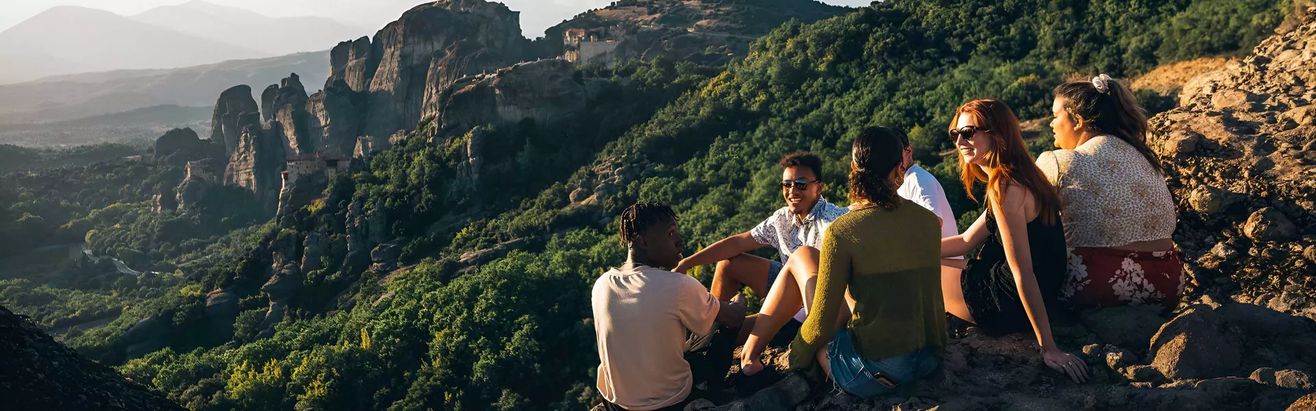 Group Of Friends Enjoying Mountain Landscape