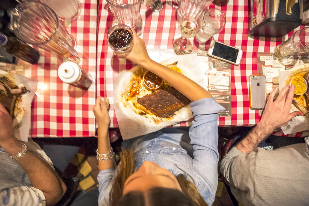 Food On Table People Drinking Fizzy Drinks