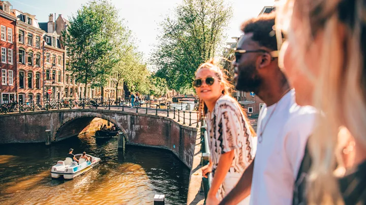 A Dutch Canal In Amsterdam, Netherlands