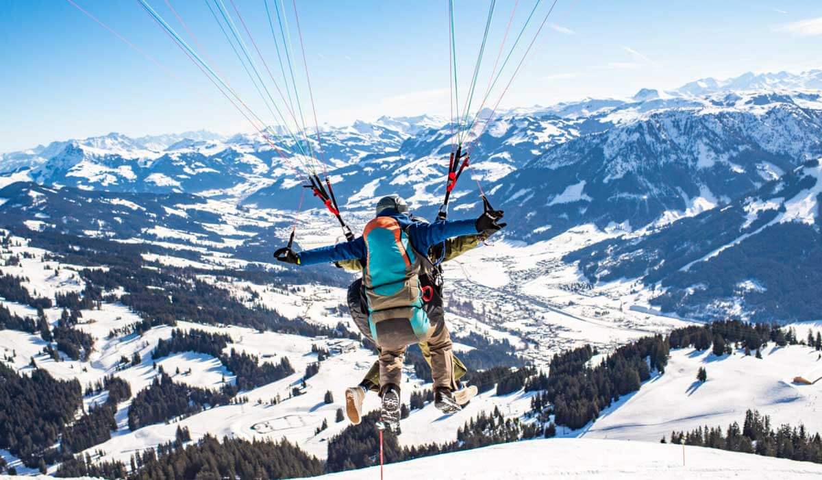 flying over the snowy hills
