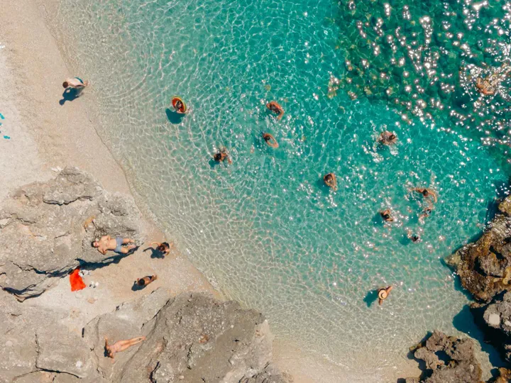 Aerial shot of Albanian beach