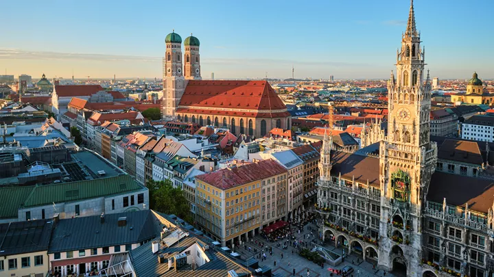 A view of the city from above in Munich, Germany