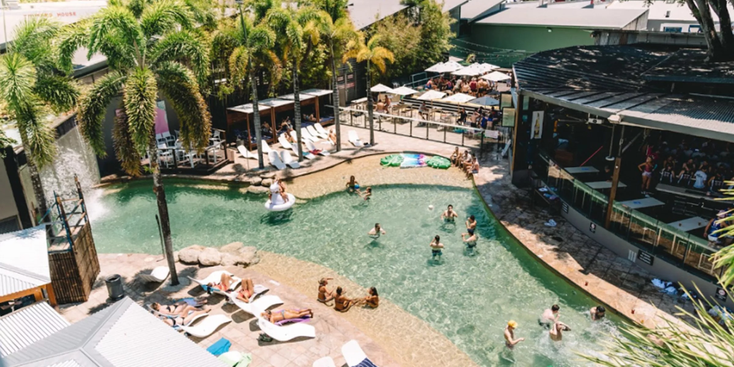 Lagoon style swimming pool during sunny day