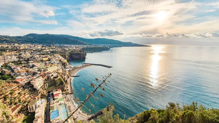 A view of the Tyrrhenian Sea in Sorrento, Italy