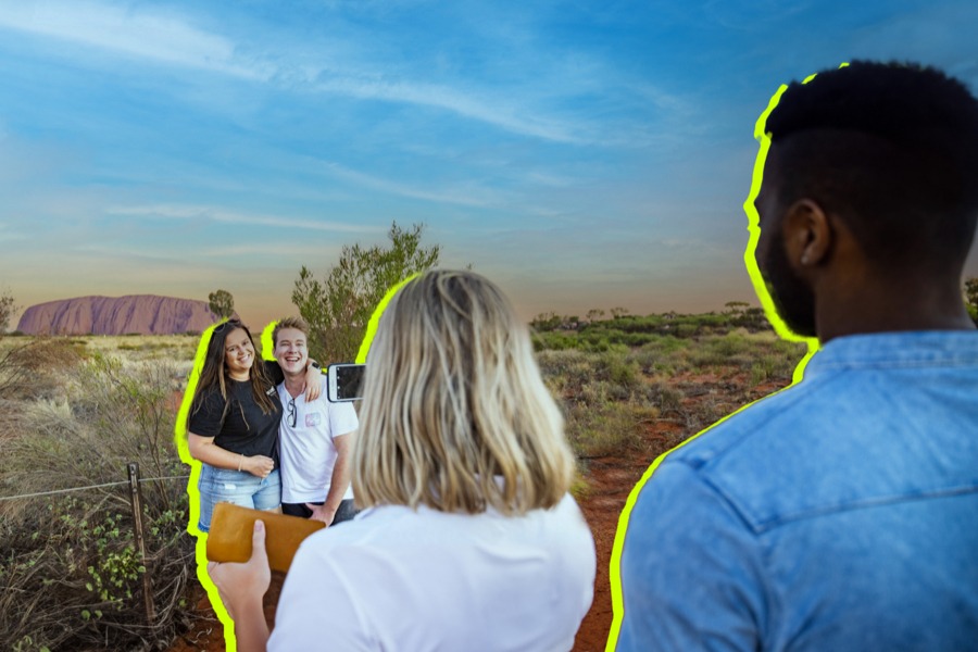 Group of friends are taking pictures while travelling