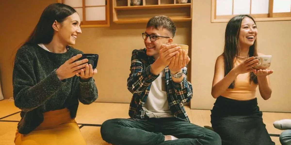 Group Doing Japanese Tea Drinking
