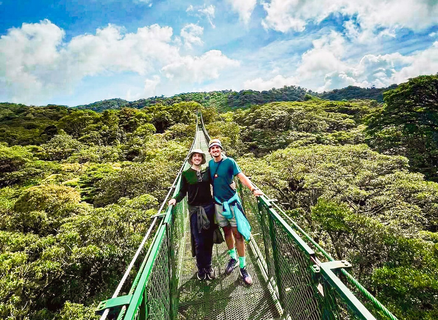 Traveller walking on a hanging bridge in Monteverde, Costa Rica