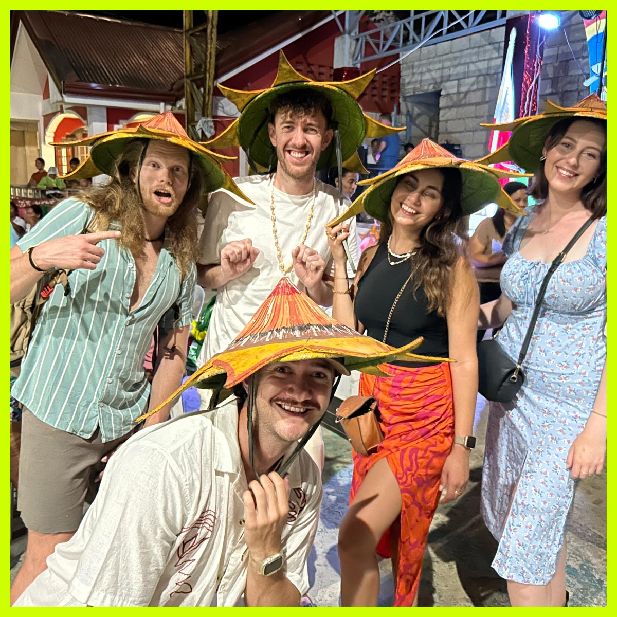 Influencer Nathan with group of people in hats