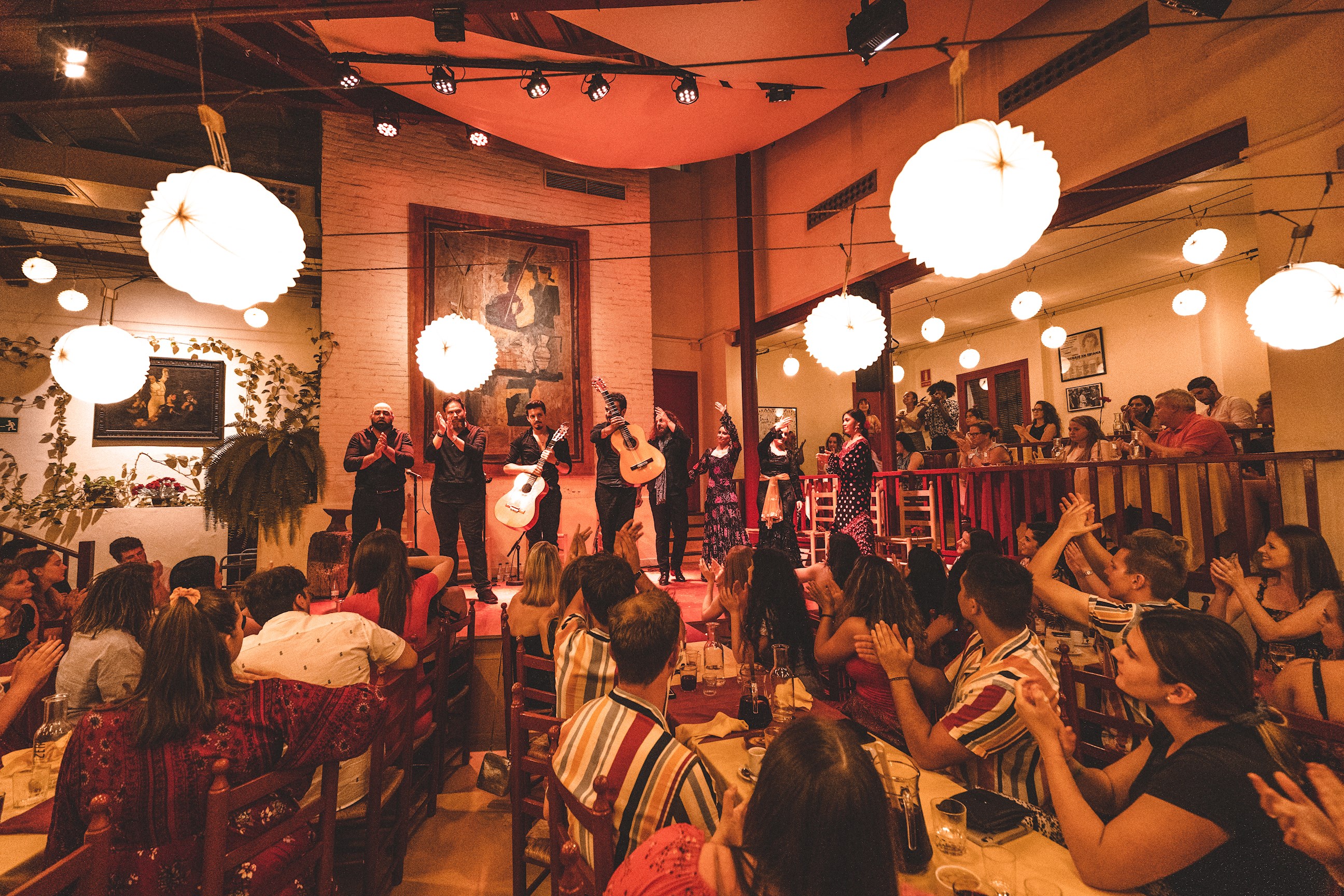 Travellers enjoying Flamenco show in Barcelona, Spain