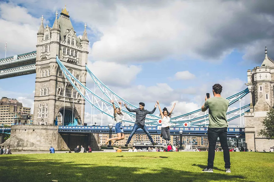 Group Having Fun Near Tower Bridge London 0236EURS2017