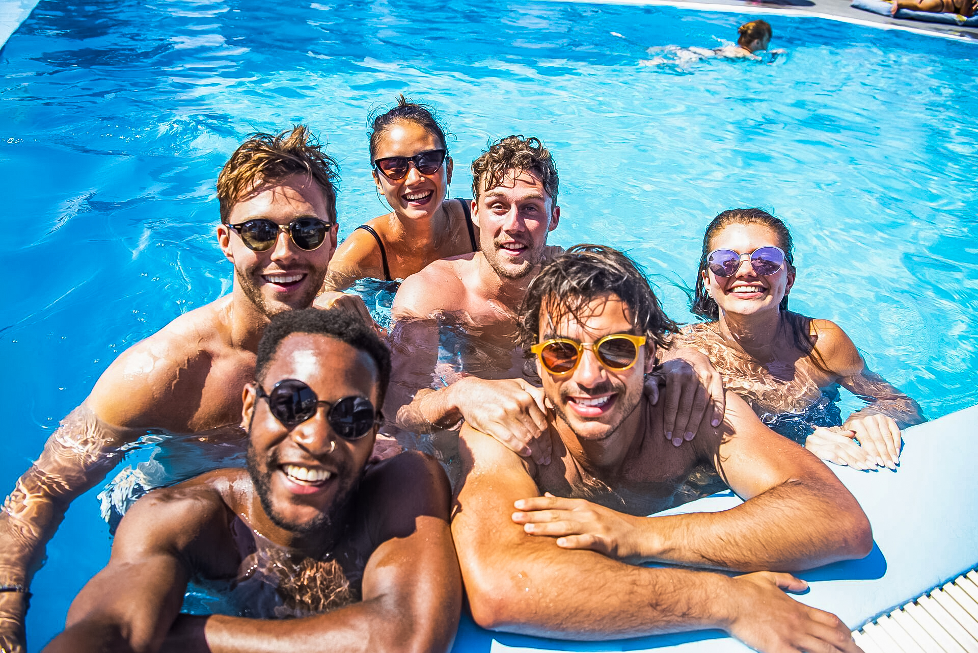 A group of people in a swimming pool in Australia