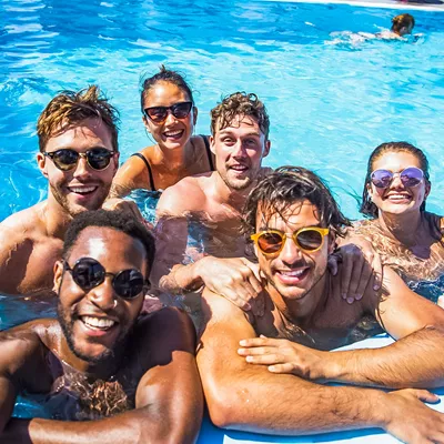 A group of people in a swimming pool in Australia